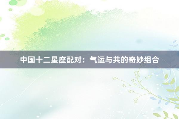 中国十二星座配对：气运与共的奇妙组合